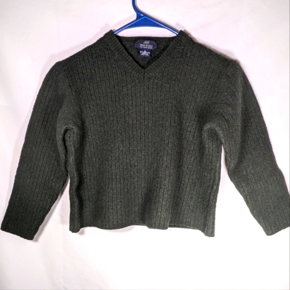 346 Brooks Brothers Green Sweater 100% Fine Italian Murano Wool Toddler Size XL